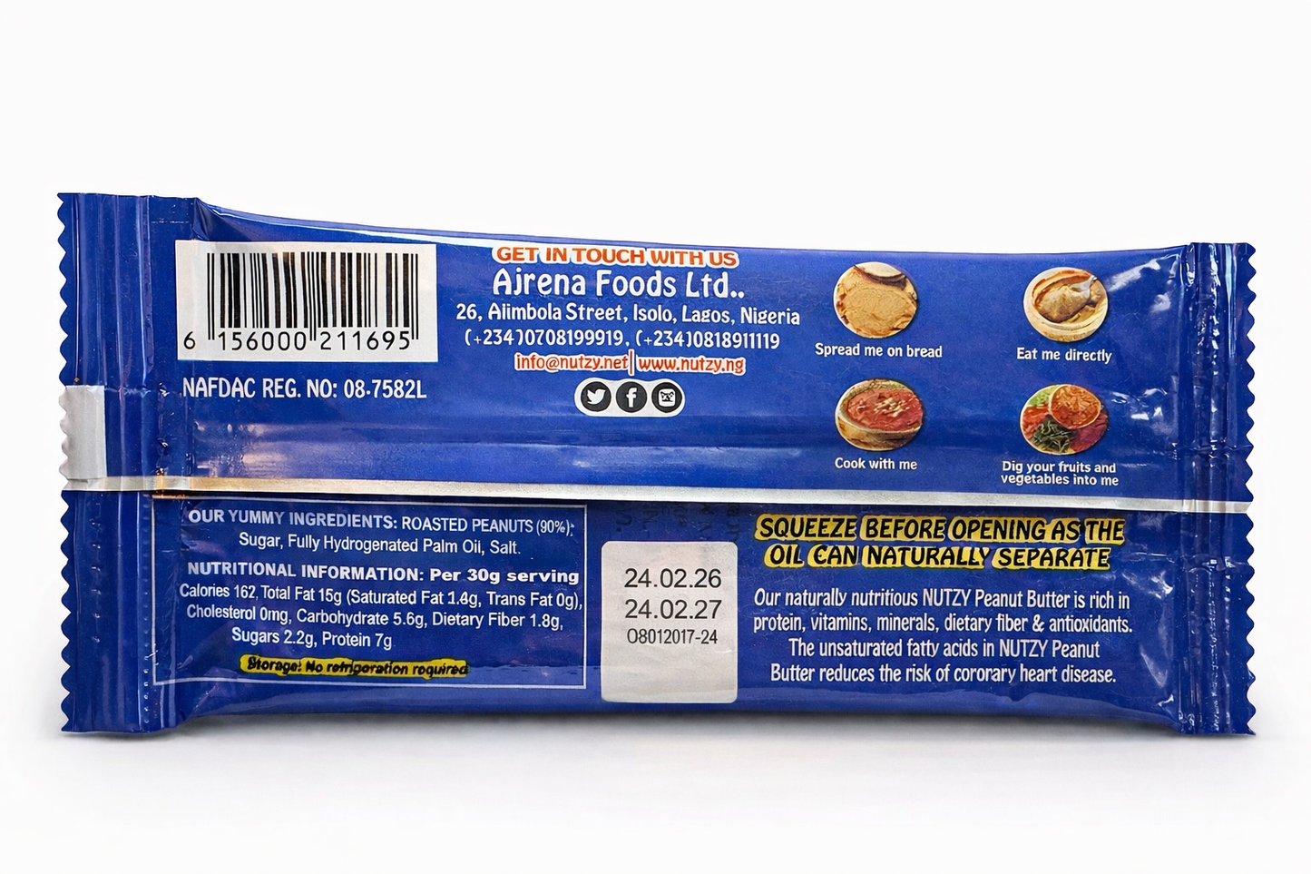 Nutzy Crunchy Peanut Butter Sachets